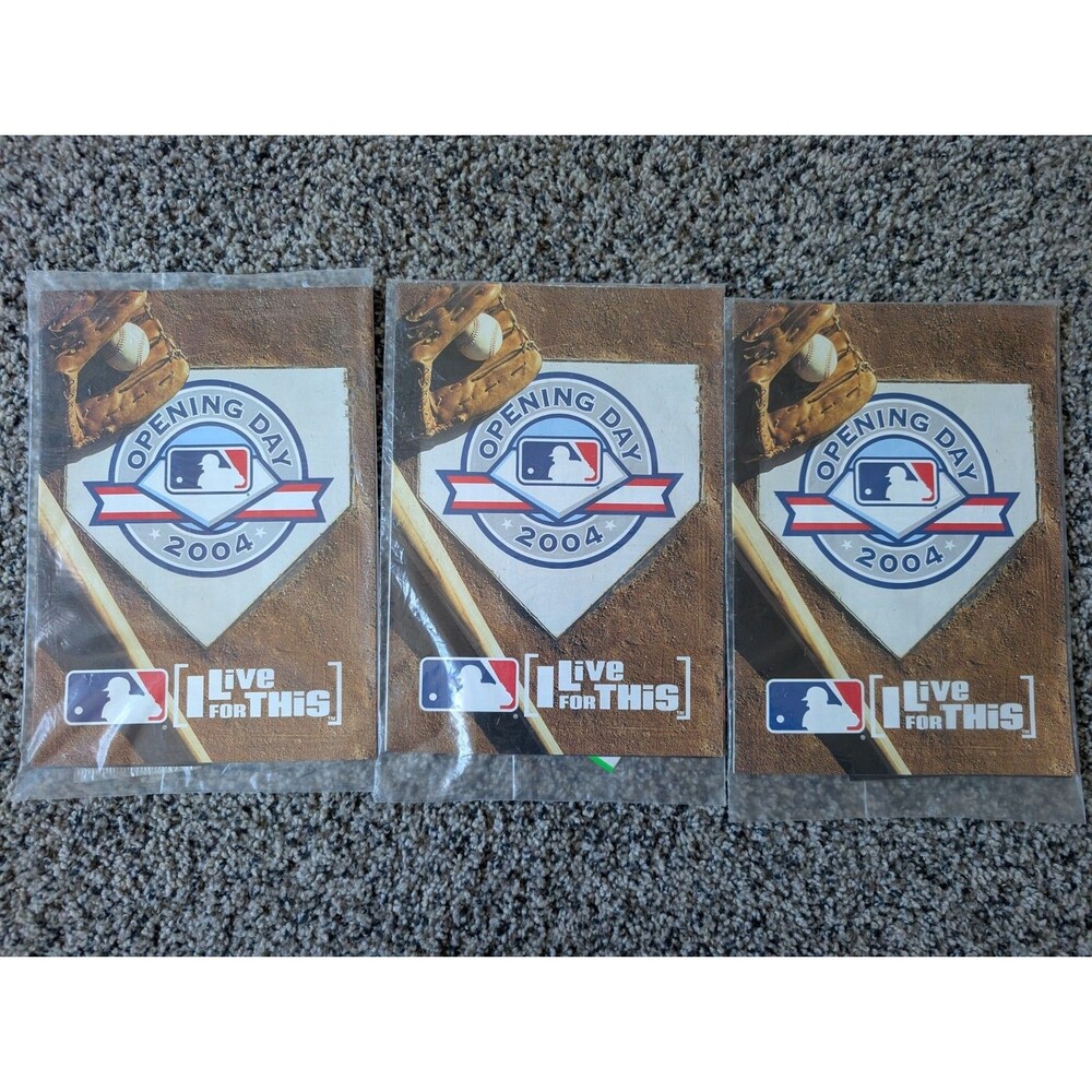 MLB Baseball Opening Day Program 2004 & Upper Deck Trading Cards LOT of 3!